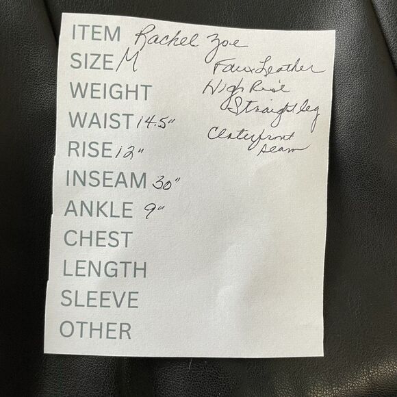 Rachel Zoe Faux Leather Pants Size Medium Black High Rise Straight Trouser NEW - Picture 10 of 10